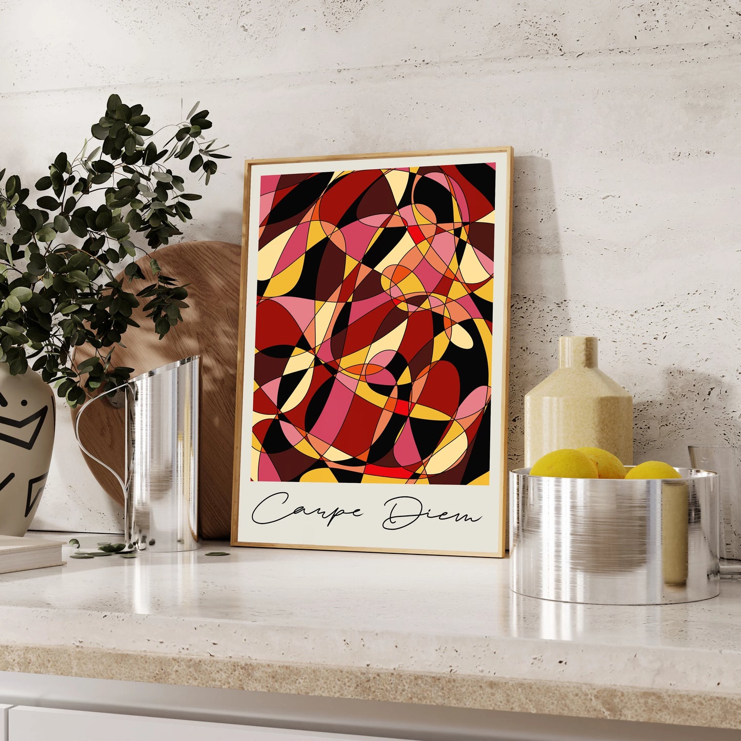 Carpe Diem Abstract Print (Red)